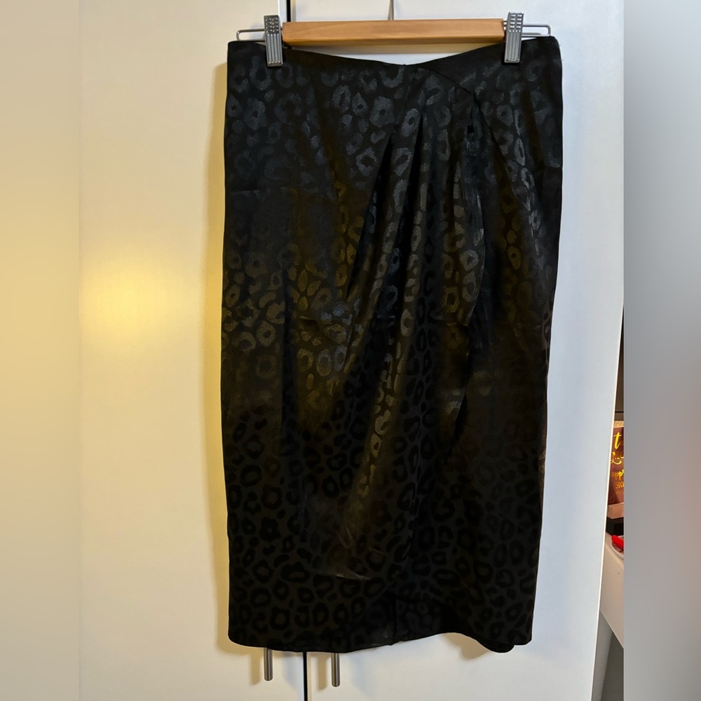 Lulus Black Leopard Mid Skirt